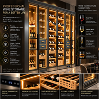 Réfrigérateur à vin commercial personnalisé à température contrôlée, grande capacité, porte vitrée, vitrine à vin