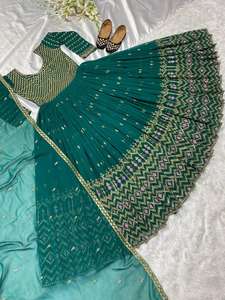 Vestido de trabajo de secuencia de bordado pesado completo y parte inferior completamente cosida Dupatta de calidad premium - Product Image 3