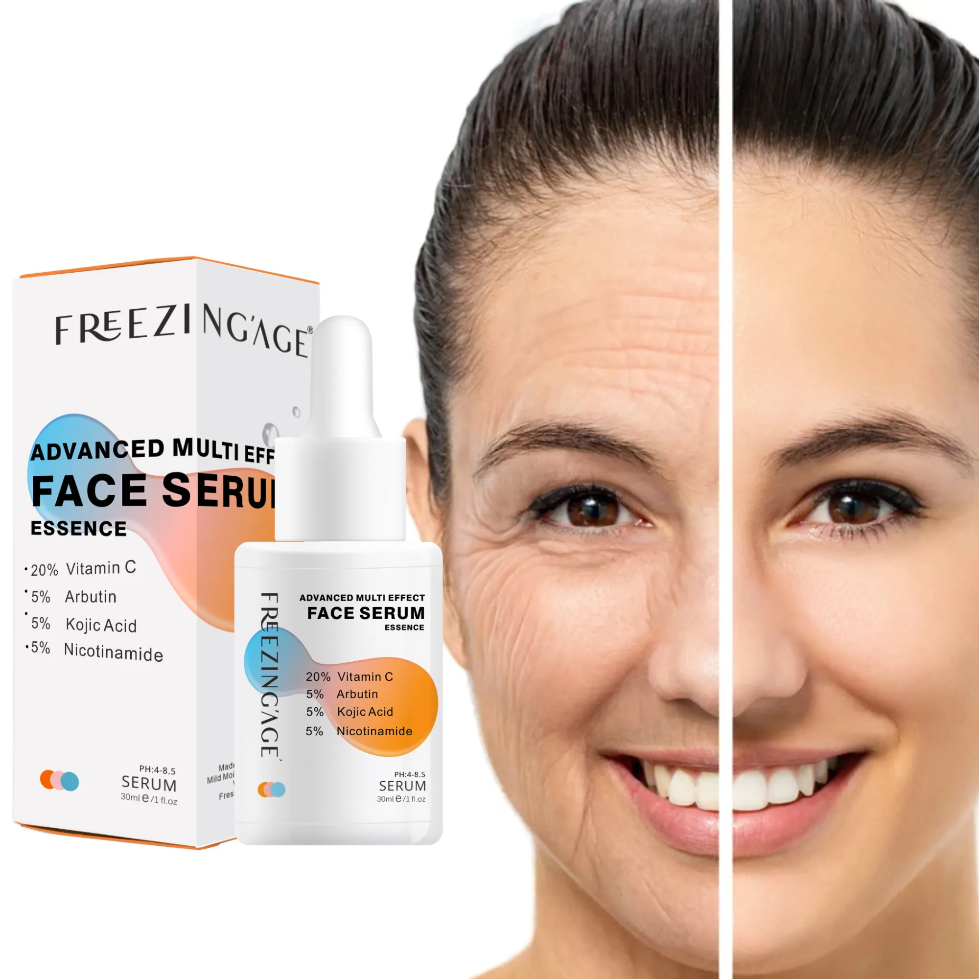 OEM/ODM anpassen Gesichts-Anti-Aging-Anti-Falten-Hyaluron Vitamin C-Serum Organisches natürliches Gesicht Vitamin C-Serum