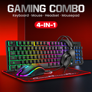 Giá bán buôn 4 trong 1 Bộ <span class=keywords><strong>104</strong></span> phím 7 màu RGB USB có dây Bàn phím chơi Game và chuột combos với chuột Pad - Product Image 2