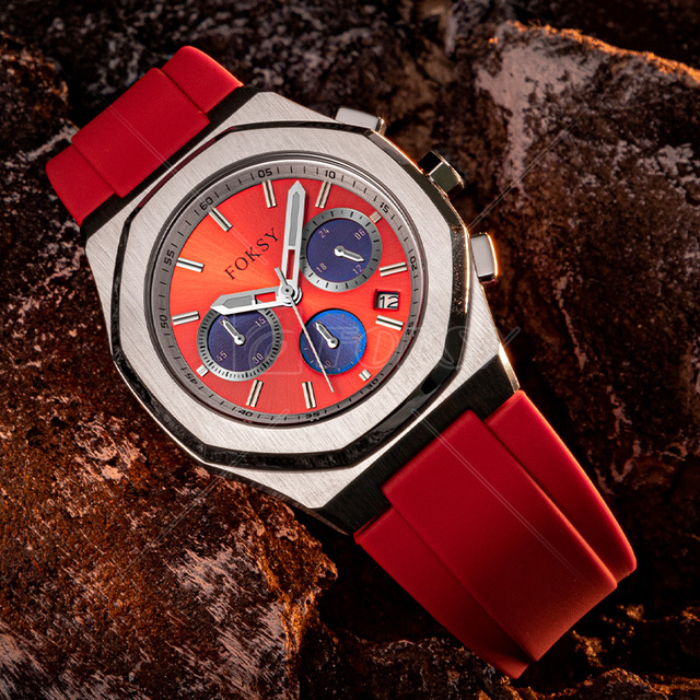 Custom Private Label Brand Japan Movement Gold OEM Luxury Chranograph Men Watch With Crown Print Logo Made in PRC