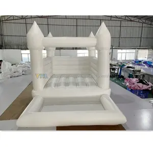 White Toddler Castle Small Size Bounce House with Ball Pit Inflatable White Kids Jumpers