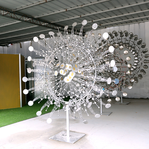 Escultura cinética alimentada por <span class=keywords><strong>el</strong></span> viento personalizada, flores gigantes <span class=keywords><strong>de</strong></span> acero inoxidable, led, giradores <span class=keywords><strong>de</strong></span> viento artificiales, en venta - Product Image 5