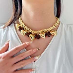 Moda Layered Lepord Coração Encantos Colar de Pingente com 18k Banhado a Ouro Link Cadeia Gargantilha Jóias Colar Conjuntos para As Mulheres - Product Image 3