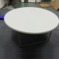 Table ronde pliante de 60 pouces (5 pieds) en HDPE blanc pour événements, fêtes, mariages, extérieur, capacité de 400 lb, vente en gros