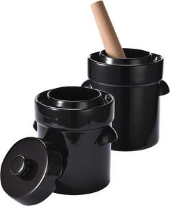 <span class=keywords><strong>Pot</strong></span> de fermentation en céramique personnalisé, en grès de qualité restaurant, pour le chou fermenté, le kimchi, avec couvercle et poids - Product Image 1