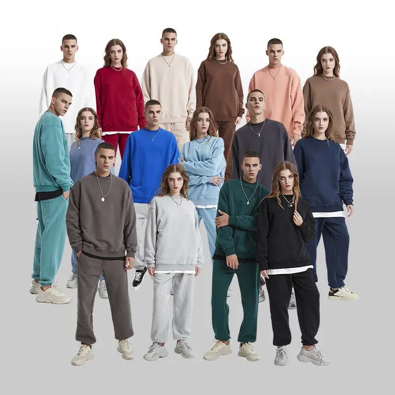 2022 Winter Thick Sweatshirt 3600G Cotton Oversized Crewneck Sweatshirt Streetwear Washed Pullover Korean Fashion Men