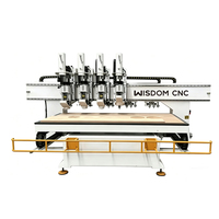 Máquina Fresadora CNC para Madera de 4 Ejes y Múltiples Cabezales, 4 Husillos, Control Syntec, Servo de 9kw, Alta Rigidez, Área de Trabajo de 2000x5000mm
