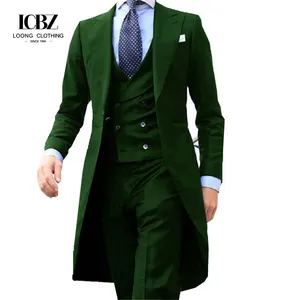 LCBZ Custom Factory Direct Sale Good Price Casual Royal Blue Long Tail Coat 3 Piece man Man Suit Smoking Suit