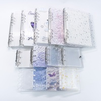 Carnet de notes Kawaii personnalisé A5 en acrylique transparent avec anneaux, paillettes holographiques, 6 anneaux, pour journal, agenda, cadeau, vente en gros