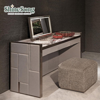Ensemble de coiffeuse de luxe italienne avec plateau en marbre et tiroirs, en acier inoxydable doré, pour villa, chambre et hôtel