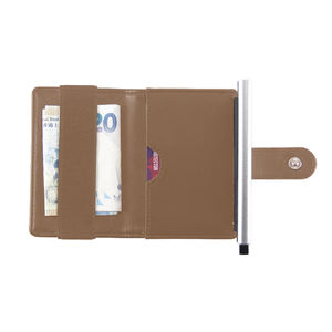 <b>RFID</b> <b>Blocking</b> Slim Metal Business Card Holder Open Short Leather <b>Wallet</b> Aluminum Anti-Theft Nylon Money Clip Credit Card - Product Image 2