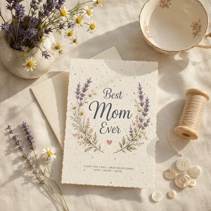 Biglietto in Carta Seminabile per la Festa della Mamma con Design di Bouquet di Fiori Selvatici - Product Image 1
