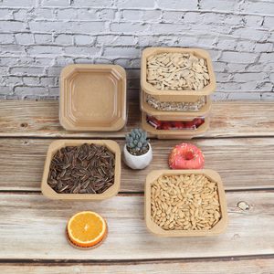 Tazón de Ensalada de Papel Kraft de 800 ml de la <span class=keywords><strong>Mejor</strong></span> Calidad, con Tapa Transparente a Prueba de Fugas, para Comida para Llevar, con Logotipo Personalizado - Product Image 4