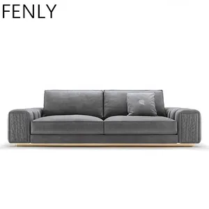 George Italian Luxury High-End Villa soggiorno Set mobili divano componibile in tessuto in vera pelle