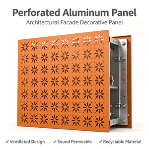 Panneau de façade en aluminium orange, mur-rideau en métal perforé, revêtement extérieur décoratif, utilisation pour projets personnalisés - Product Image 2