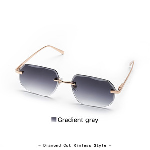 Lma 21593 nóng bán Chất lượng cao kim loại người đàn ông Shades UV400 gradient tím Ống Kính kim cương cắt thiết kế không có vành đa giác kính mát - Product Image 4