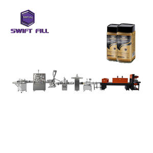 Ligne de production de remplissage de poudre de café personnalisée en usine, à tête unique, avec élévateur, petite machine de capsulage pour flacons en verre, <span class=keywords><strong>contrôle</strong></span> PLC 24 - Product Image 1