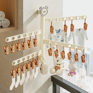 Rotating Clothes <b>Rack</b> With Clips Wall Mounted Space Saving <b>Drying</b> <b>Rack</b> For Balcony Home Use - Product Image 1