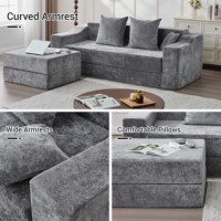 Sofá Seccional Modular en Forma de L de Dos Plazas con Cama, Diseño Plegable, Tapizado en Tela Ecológica Moderna para Sala de Estar