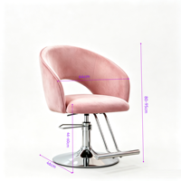 Chaise de barbier élégante et luxueuse, réglable en hauteur avec fonction hydraulique et accoudoirs en velours, pour salon de coiffure ou usage domestique.