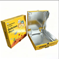 Boîte à pizza en carton à trois couches avec doublure en aluminium, pour restaurant, emballage alimentaire en gros, logo personnalisé