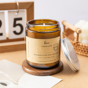 Décoration d'intérieur, vente chaude, cadeau d'aromathérapie, bougie parfumée en cire de soja dans un bocal en verre brun, 8 oz - Product Image 5