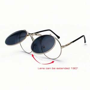 Gafas de Sol Steampunk Retro de Moda al por Mayor para Hombre y Mujer, Gafas de Sol Redondas Plegables con Protección UV400 - Product Image 3