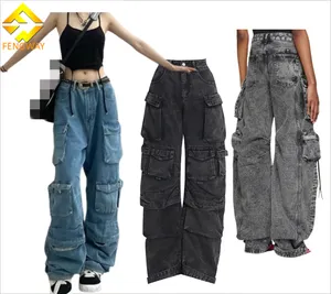 Amerikaanse Kleding Vrouwen Broek Hot Sale 2024 Lente Dames Jeans Mesh Patchwork Denim Jeans Voor Dames