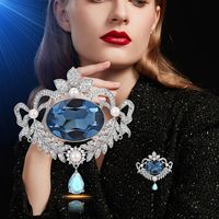 TIANSHE Broche Vintage en Cristal Bleu, Accessoire de Mode Industriel pour Costume