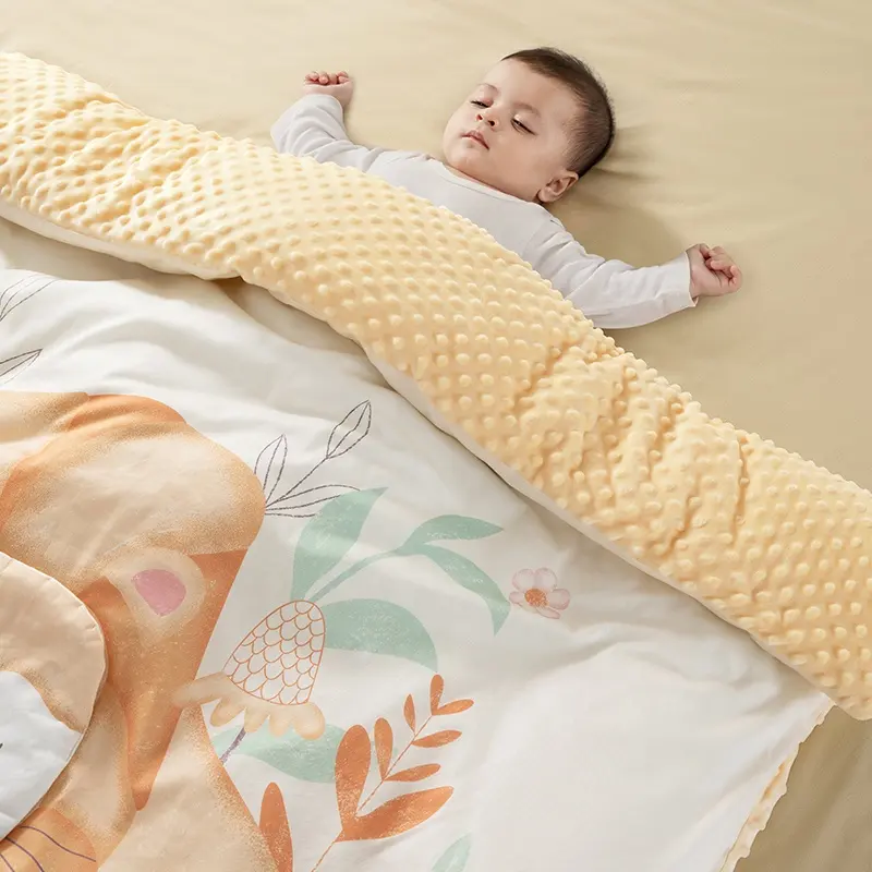 Speciaal Ontwerp Vier Seizoenen Baby Ontvangen Deken Super Zachte Pluche Minky Swaddle Deken Met Gestippelde Rugsteun Peuter Quilt