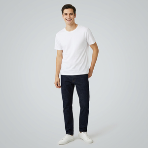 Ventes directes d'usine à manches courtes col rond chemise hommes T-shirt 100% pur coton blanc T-shirt pour hommes - Product Image 1