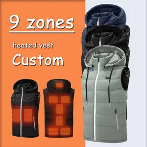 Custom Slimme Oplaadverwarming Vest Dons Gewatteerde Elektrische Jas Verwarming Kleding Gevulde Jas Groothandel