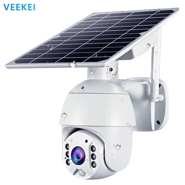 VEEKEI 혁신적인 4G WIFI PTZ 태양 전지 패널 cctv 초인종 감시 야외 카메라 태양 가로등 1080p hd IP 카메라