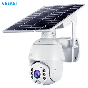 VEEKEI Innovative 4G WIFI PTZ solar panel cctv doorbell surveillance outdoor camera solar street light 1080p hd IP Camera