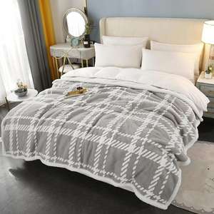 3D Jacquard Reversible Sherpa Fleece <b>Blanket</b> for Sofa Couch Bed Plush Fuzzy Soft Cozy Warm Customized <b>Throw</b> <b>Blanket</b> Silver Grey - Product Image 5