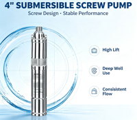Pompe submersible à vis en acier inoxydable de 4 pouces à haute pression, pompe verticale pour puits profond, pour l'alimentation en eau potable domestique