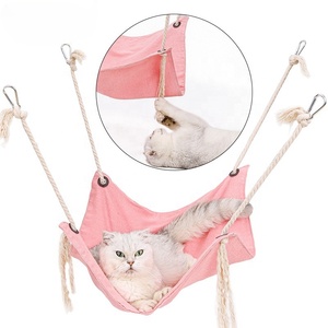 Hamac suspendu pour chat en coton et lin <span class=keywords><strong>de</strong></span> qualité supérieure, respirant, doux et confortable, pour chats et chatons - Product Image 2