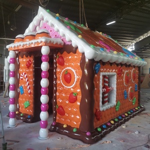 Maison de <span class=keywords><strong>Noël</strong></span> en pain d'épices, sculpture de maison du Père <span class=keywords><strong>Noël</strong></span> en fibre de verre, pour marchés de <span class=keywords><strong>Noël</strong></span>, centres commerciaux, scène de vitrine festive - Product Image 3