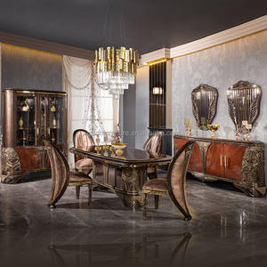 Juego de Mesa y Sillas de Comedor de Madera Maciza Neoclásica Tallada a Mano, Diseño Antiguo Tradicional Europeo, Muebles para el Hogar - Product Image 2