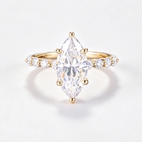 Bague de fiançailles en moissanite marquise certifiée GRA, plaquée or 18 carats, argent sterling 925, pour femme