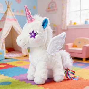 <span class=keywords><strong>Licorne</strong></span> en peluche enchantée avec ailes scintillantes, cadeau d'anniversaire, cadeau <span class=keywords><strong>de</strong></span> Noël <span class=keywords><strong>secret</strong></span>, garniture <span class=keywords><strong>de</strong></span> panier <span class=keywords><strong>de</strong></span> Pâques, accent <span class=keywords><strong>de</strong></span> décoration d'étagère, 100% polyester - Product Image 2