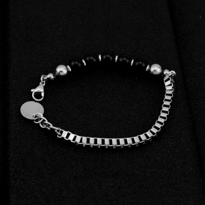 New Popular Design Spliced Black Bead <b>Chain</b> Bracelet <b>Titanium</b> Steel Silver Plated Unisex's Bracelets Simple Jewelry Wholesale - Product Image 2