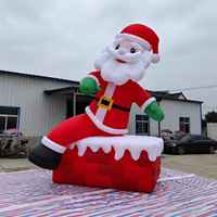 Décorations de Noël : Grand Père Noël Gonflable Géant d'Extérieur, Ornements de Noël de Luxe