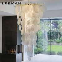 Lustre suspendu de luxe E26 LED à hauteur réglable pour plafond haut, escalier, salon, chambre, villa, décoration moderne