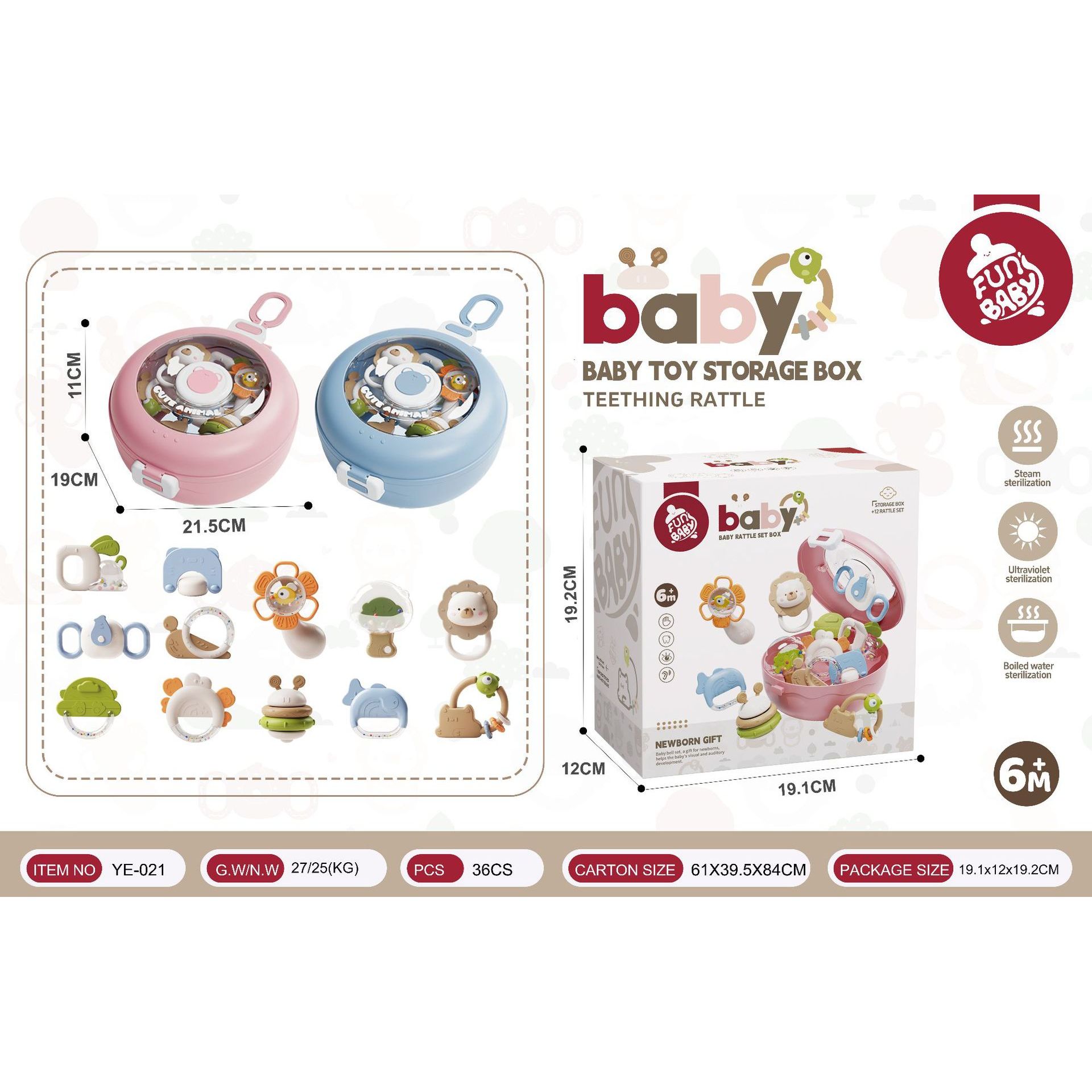 [Rouge] Boîte de rangement pour ensemble d'anneaux de dentition de 12 pièces (boîte de couleur anglaise)