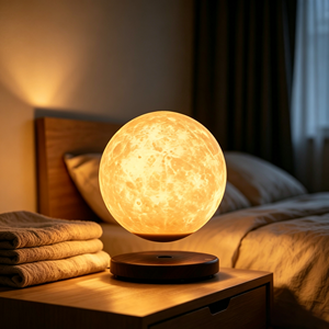 Magnetic Levitating Moon Lamp Warm White LED Touch Control 360° Rotating Floating Globe Night <b>Light</b> For Bedroom - Product Image 1