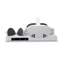 Support de Recharge KJH à Lumière Colorée Compatible Stockage pour Casque VR Meta Quest 3S / Oculus Quest 3S, Charge Deux Manettes