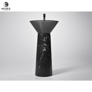 Évier en marbre noir naturel sur pied, style artistique, pour salle de bains ou hôtel, pièce d'<span class=keywords><strong>occasion</strong></span> - Product Image 1