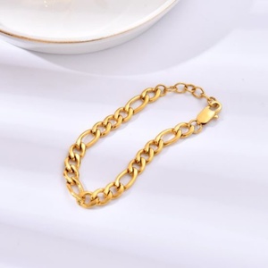 Pulsera de Cadena Chapada en Oro Más Vendida, Acero Inoxidable NK 3:1, Cadenas Cubanas y Figaro - Product Image 6